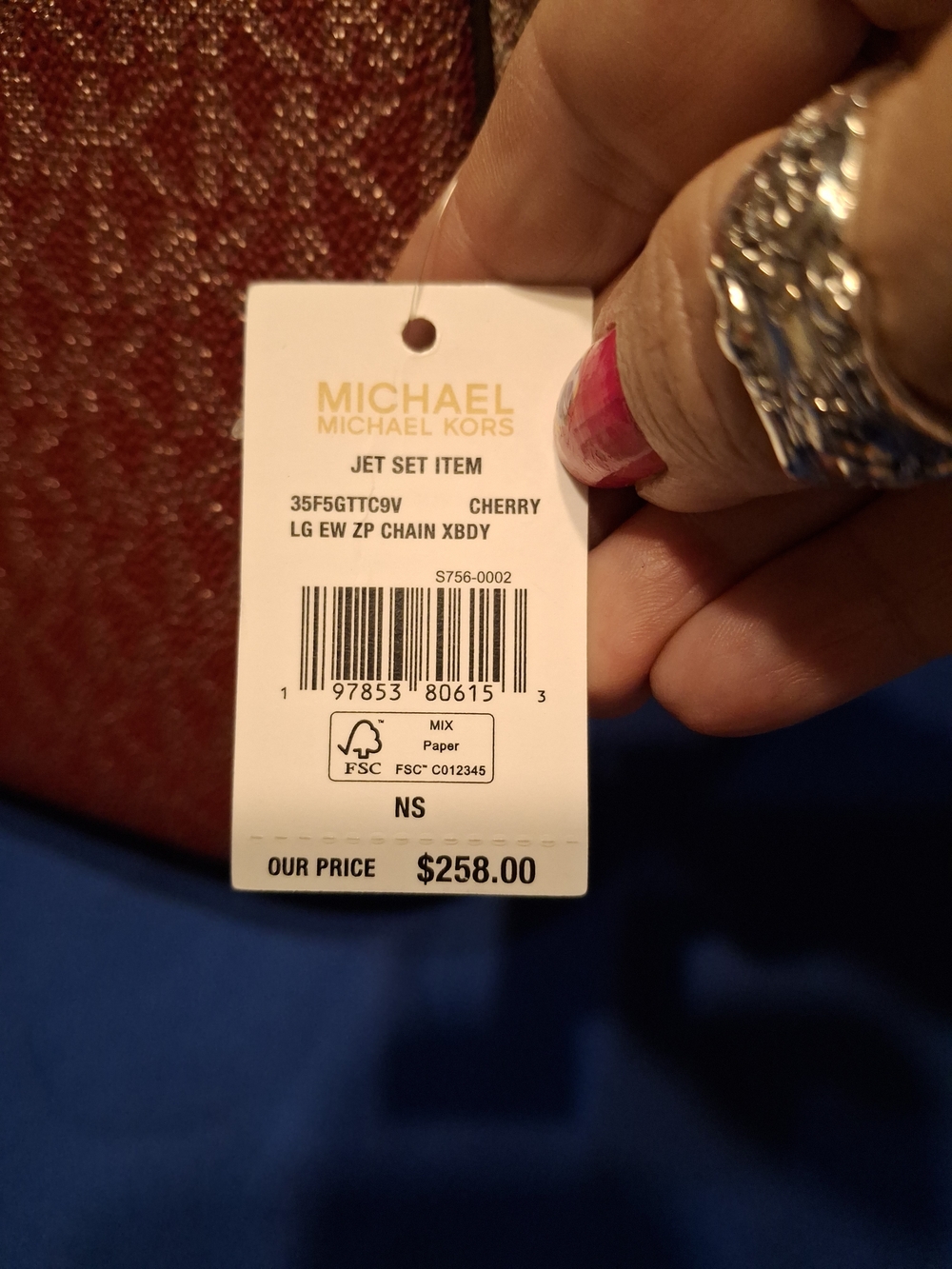 Michael Kors Cherry Logo Leather Crossbody Bag with Gold Chain NWT - Picture 9 of 9